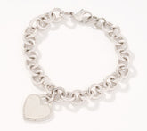 Affinity Sterling Silver 0.15 cttw Heart Motif Charm Bracelet, 7-1/2"